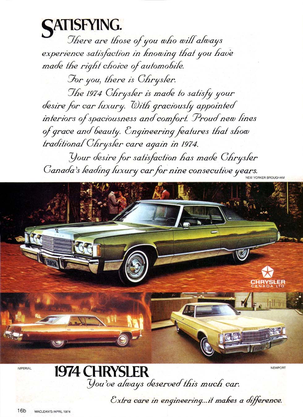 1974 Chrysler Auto Advertising